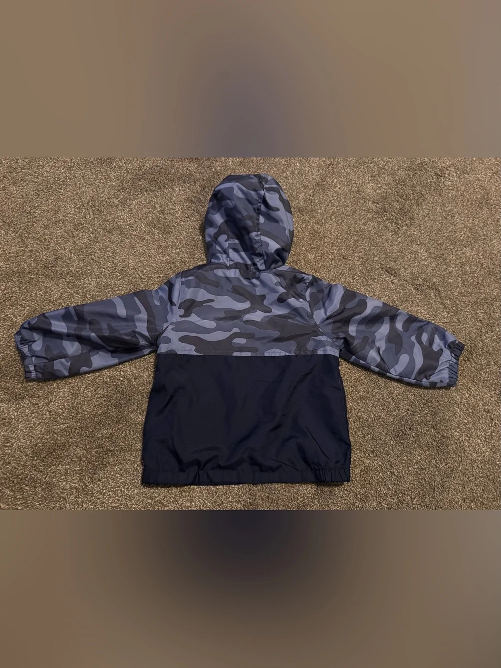 Carter’s Boys Camo Hooded Windbreaker Jacket 24 months 24m Navy Blue Camouflage